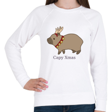 PRINTFASHION capybara család - rénszarvas - Női pulóver - Fehér női pulóver, kardigán
