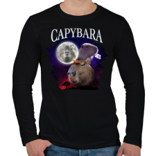 PRINTFASHION Capybara éj - Férfi hosszú ujjú póló - Fekete férfi póló