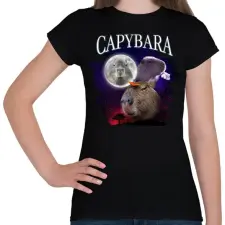 PRINTFASHION Capybara éj - Női póló - Fekete női póló