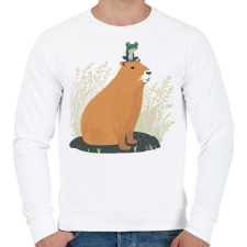 PRINTFASHION Capybara és béka - Férfi pulóver - Fehér férfi pulóver, kardigán
