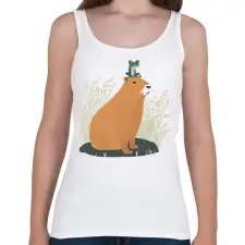 PRINTFASHION Capybara és béka - Női atléta - Fehér női trikó