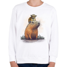 PRINTFASHION Capybara és majom - Gyerek pulóver - Fehér