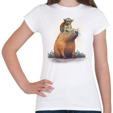 PRINTFASHION Capybara és majom - Női póló - Fehér