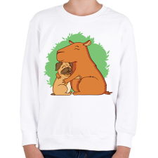 PRINTFASHION Capybara és mopsz - Gyerek pulóver - Fehér gyerek pulóver, kardigán