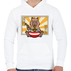 PRINTFASHION Capybara és ramen - Férfi kapucnis pulóver - Fehér