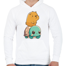 PRINTFASHION Capybara és teknős - Férfi kapucnis pulóver - Fehér