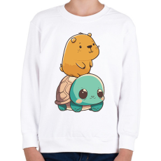 PRINTFASHION Capybara és teknős - Gyerek pulóver - Fehér
