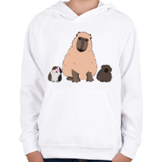PRINTFASHION Capybara és tengerimalacok - Gyerek kapucnis pulóver - Fehér
