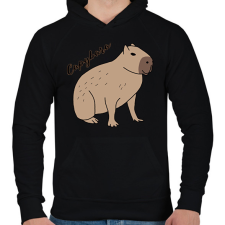 PRINTFASHION Capybara - Férfi kapucnis pulóver - Fekete férfi pulóver, kardigán