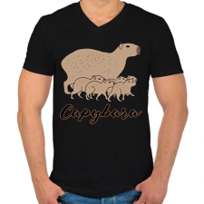 PRINTFASHION Capybara  - Férfi V-nyakú póló - Fekete férfi póló