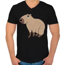 PRINTFASHION Capybara  - Férfi V-nyakú póló - Fekete férfi póló