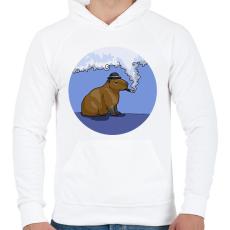 PRINTFASHION Capybara - gentleman - Férfi kapucnis pulóver - Fehér