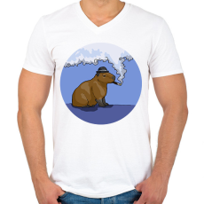 PRINTFASHION Capybara - gentleman - Férfi V-nyakú póló - Fehér
