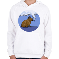 PRINTFASHION Capybara - gentleman - Gyerek kapucnis pulóver - Fehér