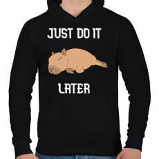 PRINTFASHION Capybara - just do it later - Férfi kapucnis pulóver - Fekete