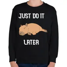 PRINTFASHION Capybara - just do it later - Gyerek pulóver - Fekete gyerek pulóver, kardigán