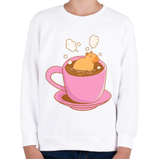 PRINTFASHION Capybara kávéban - Gyerek pulóver - Fehér