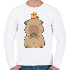 PRINTFASHION Capybara kismadárral - Férfi pulóver - Fehér