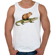 PRINTFASHION Capybara krokodil háton - Férfi atléta - Fehér
