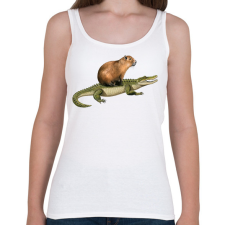 PRINTFASHION Capybara krokodil háton - Női atléta - Fehér női trikó