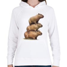 PRINTFASHION Capybara kupac - Női kapucnis pulóver - Fehér női pulóver, kardigán