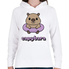 PRINTFASHION capybara lila - Női kapucnis pulóver - Fehér női pulóver, kardigán