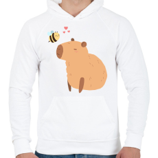 PRINTFASHION Capybara méhecskével - Férfi kapucnis pulóver - Fehér