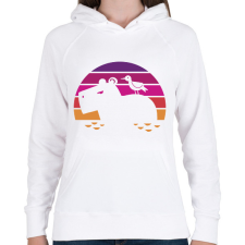 PRINTFASHION Capybara retro - Női kapucnis pulóver - Fehér női pulóver, kardigán