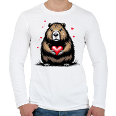 PRINTFASHION Capybara valentin - Férfi hosszú ujjú póló - Fehér