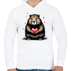 PRINTFASHION Capybara valentin - Férfi kapucnis pulóver - Fehér