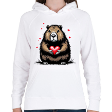 PRINTFASHION Capybara valentin - Női kapucnis pulóver - Fehér