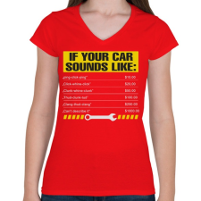 PRINTFASHION Car - Női V-nyakú póló - Piros női póló