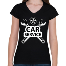 PRINTFASHION Car service - Női V-nyakú póló - Fekete női póló