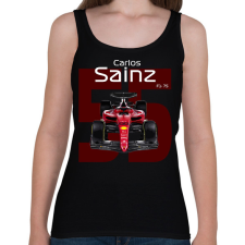 PRINTFASHION Carlos Sainz 55 autóversenyző - fehér felirat - Női atléta - Fekete női trikó