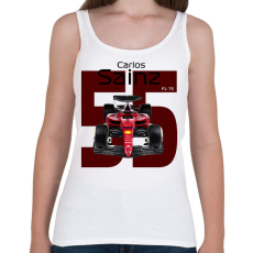 PRINTFASHION Carlos Sainz 55 autóversenyző - fekete felirat - Női atléta - Fehér