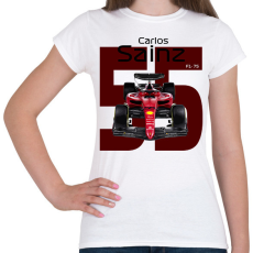 PRINTFASHION Carlos Sainz 55 autóversenyző - fekete felirat - Női póló - Fehér