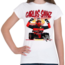 PRINTFASHION Carlos Sainz Ferrari - Női póló - Fehér női póló