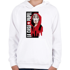 PRINTFASHION Casa de papel art - Gyerek kapucnis pulóver - Fehér gyerek pulóver, kardigán
