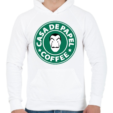 PRINTFASHION Casa de Papel Coffee - Férfi kapucnis pulóver - Fehér férfi pulóver, kardigán