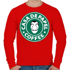 PRINTFASHION Casa de Papel Coffee - Férfi pulóver - Piros