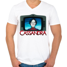 PRINTFASHION Cassandra - Férfi V-nyakú póló - Fehér férfi póló