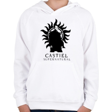 PRINTFASHION Castiel - Gyerek kapucnis pulóver - Fehér