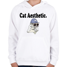 PRINTFASHION cat aesthetic - Gyerek kapucnis pulóver - Fehér