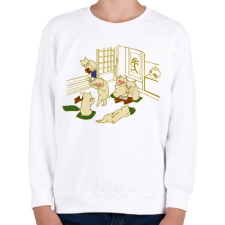 PRINTFASHION Cat drinking party  - Gyerek pulóver - Fehér gyerek pulóver, kardigán