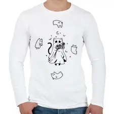 PRINTFASHION Cat ghosts - Férfi hosszú ujjú póló - Fehér férfi póló