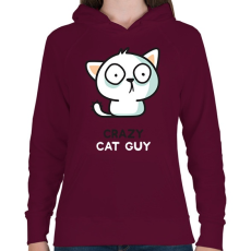 PRINTFASHION Cat guy  - Női kapucnis pulóver - Bordó