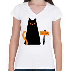 PRINTFASHION Cat-i-tude - Női V-nyakú póló - Fehér