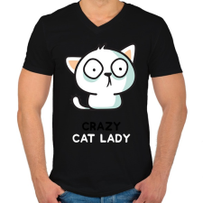 PRINTFASHION Cat lady  - Férfi V-nyakú póló - Fekete férfi póló