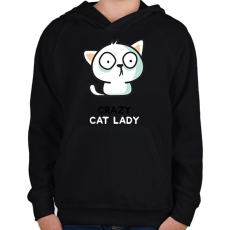PRINTFASHION Cat lady  - Gyerek kapucnis pulóver - Fekete