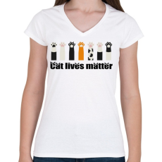 PRINTFASHION Cat lives matter  - Női V-nyakú póló - Fehér